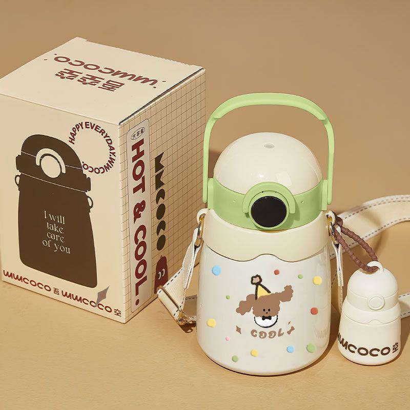 

Cute 316 Big Belly Cup High Temperature Resistance Thermal Mug Portable Anti-microbial Water Bottle Large Capacity Straw Cup New 1L