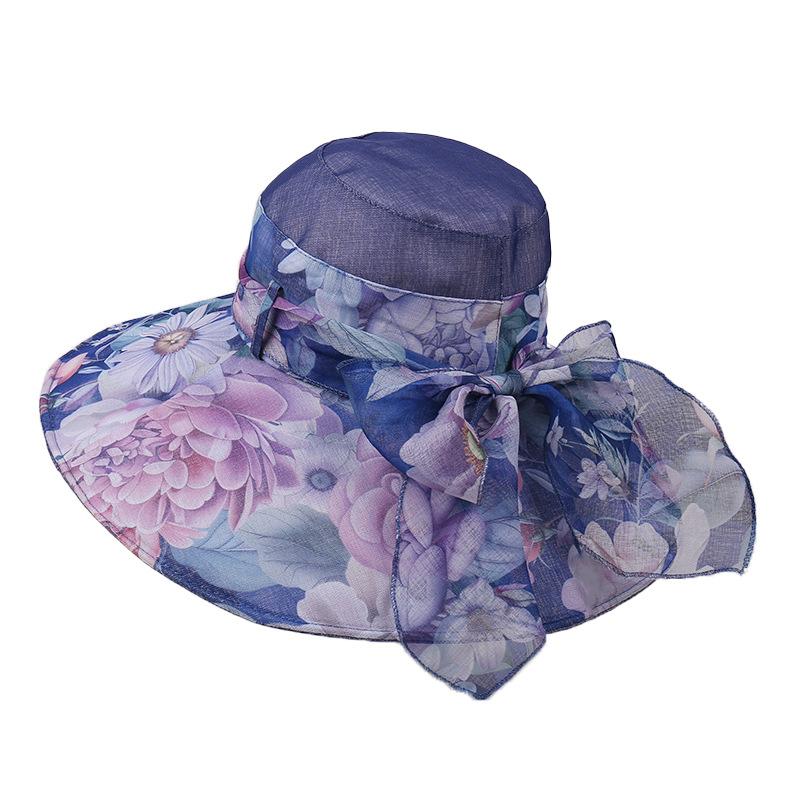 New Hat Women'S Large Brimmed Sunscreen Sun Hat Flower Versatile Look Young Age Reducing Hat Leisure Sunscreen Hat