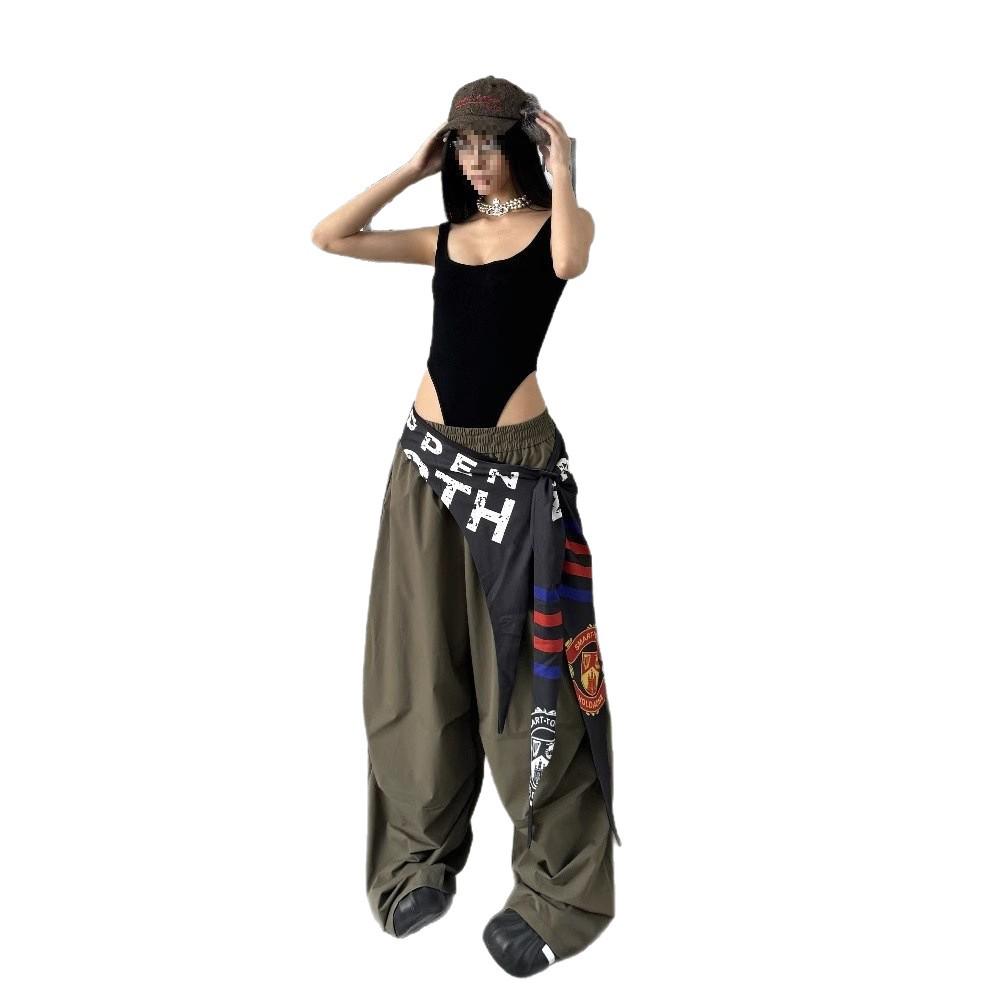Dámský Hip Hop Odnímatelný Zadní Panel Kombinéza - Národní Trend Podlahová Délka Široké Kalhoty