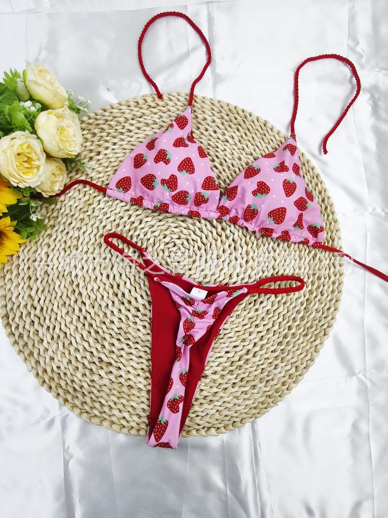 European & American New Braided Triangle Thong Bikini Set