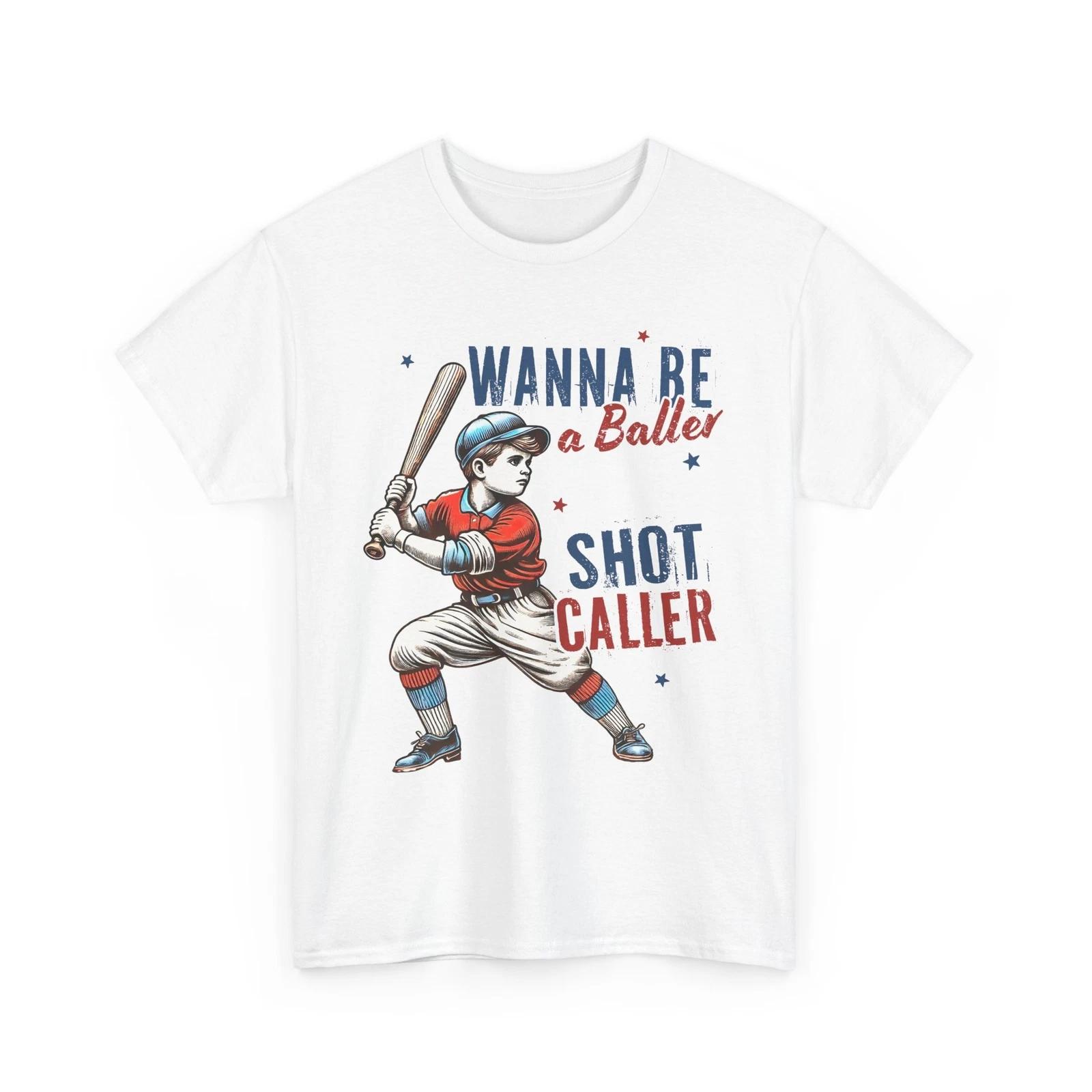 Baseball T-Shirt | Funny Baseball Fan Tee | Wanna Be A Baller Baseball Tee L