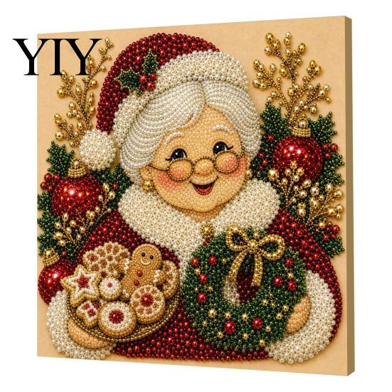 Detailed Resin Faux Diamond Kit Christmas Pearl Art Kit, 20x20cm Xmas Painting DIY Sparkling 3D Craft for Adults, Festive Wall Decor Unique