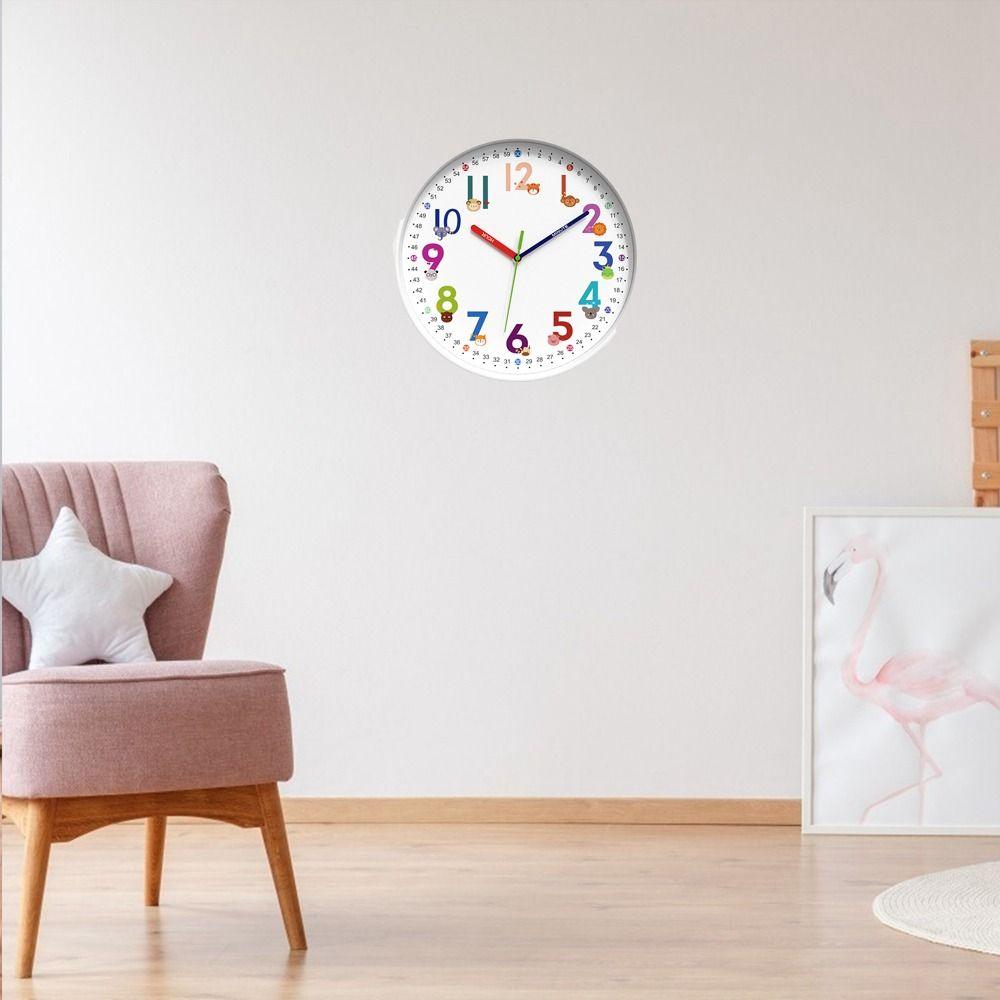 Digital Pattern Early Education Wall Clock Round Learning Wall Hanging Clock  Kitchen
