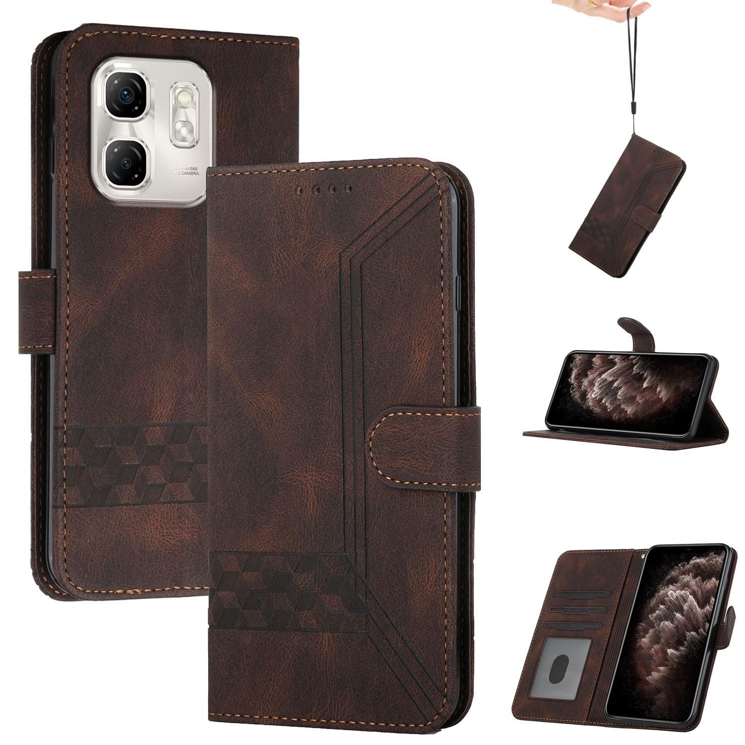 

YX0010 Series for Infinix Hot 50i 5G/Smart 9 4G Wallet Case Rhombus Lines Leather Phone Cover Coffee