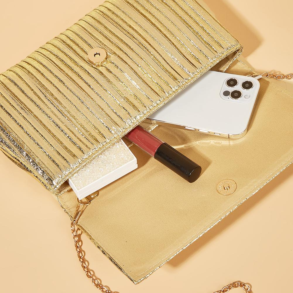 Luxury Envelope Banquet Bags Shiny Metallic PU Evening Clutch Bags High-end Flap Chain Shoulder Bag Women's Wedding Party Purses