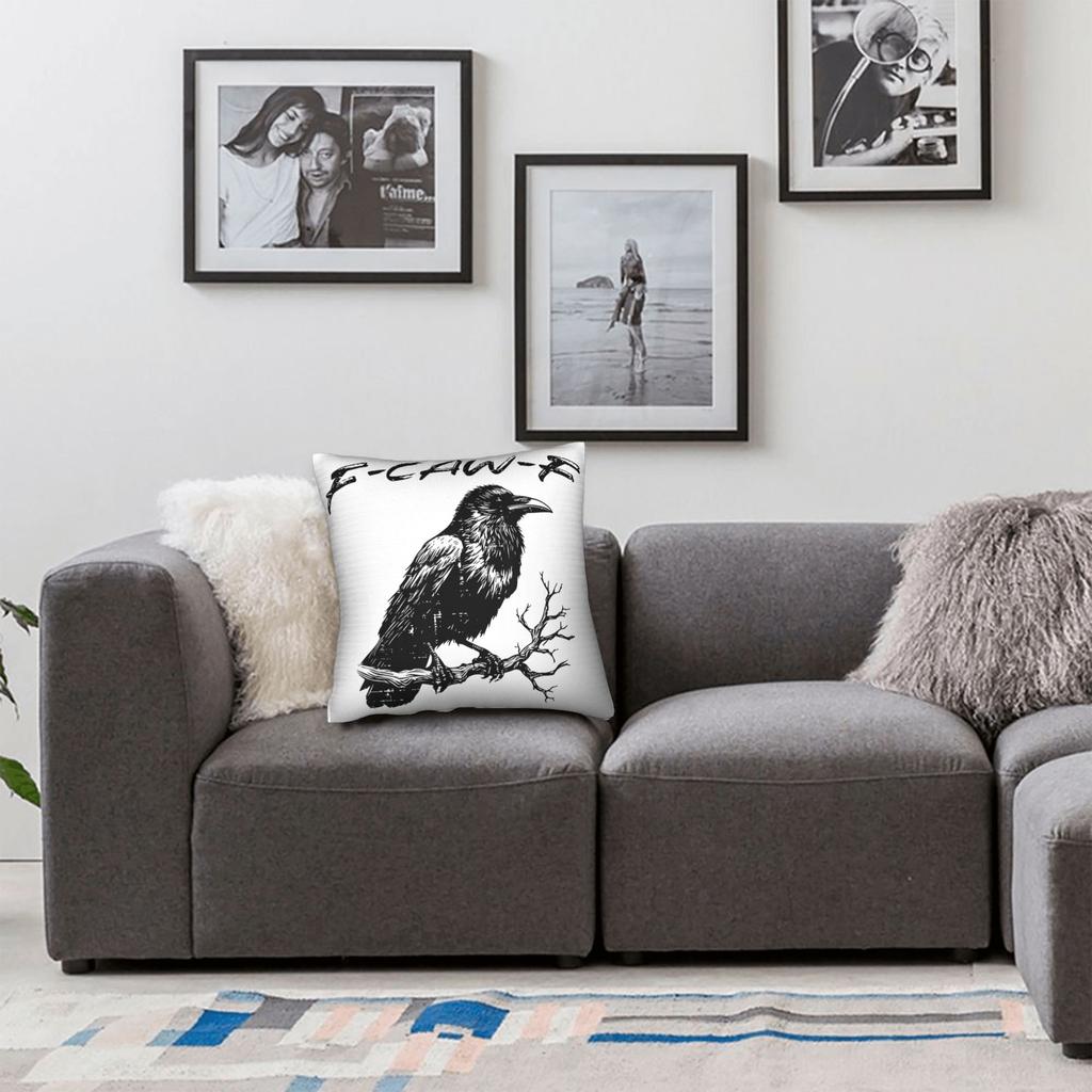 Pillow Cover Crow Meme Raven Funny F-Caw-F Design Cushion Cover Novelty Pillow Case For Sofa Bedroom Home Decor Pillowcases