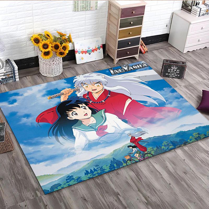 1PC Inuyasha Carpet Office Decorative Carpet For Living Room Bedroom Door Mat Floor Rug Computer Chair Area Rug Perfect Holiday Gift