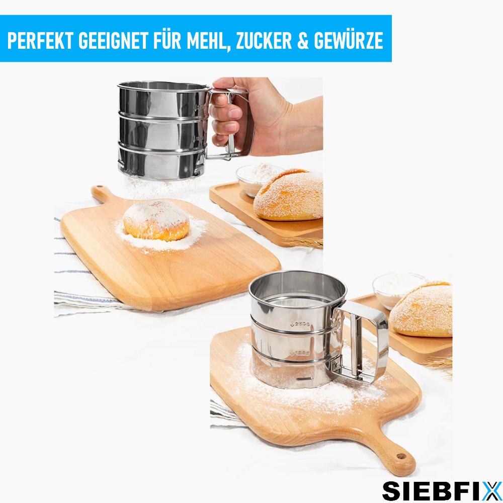 Tamis à farine SIEBFIX en acier inoxydable, tamis à une main, tamis de cuisine, tamis à sucre en poudre