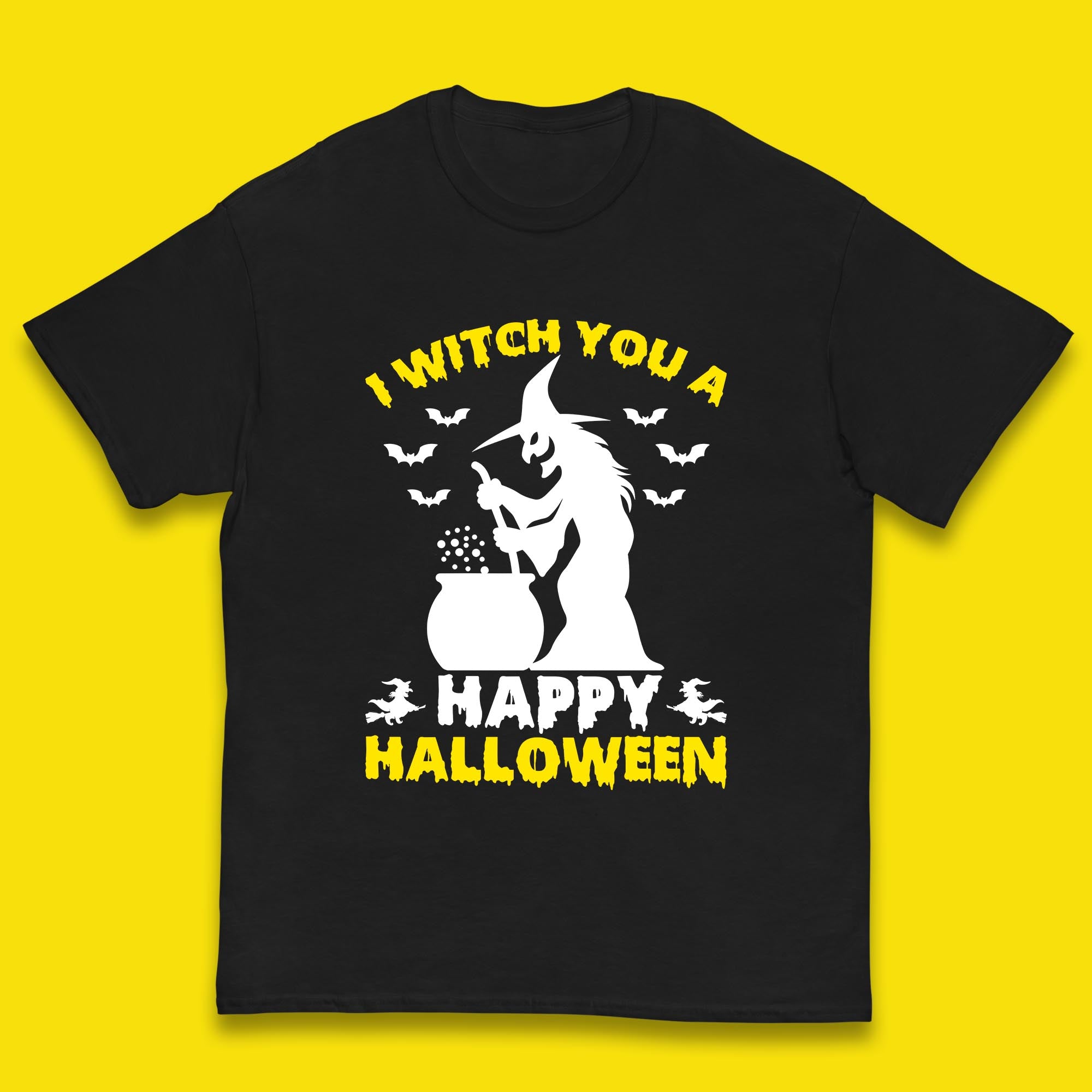 I Witch You A Happy Halloween Cauldron Potion Witch Horror Scary Spooky Season Kids T Shirt 100