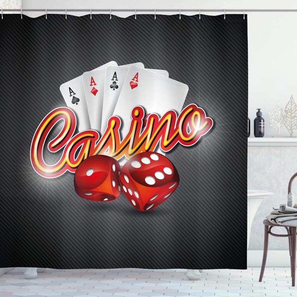 Pokerové vodotěsné sprchové závěsy Látka do koupelny Sprchový závěs Hrací karty Hotel Domov Kolej Vany Závěsy Dekorace