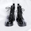 2026 New Patent Leather Martin Boots Men's Autumn and Winter Zipper Short Boots Glossy Lace-up Formal High-top Men's Shoes 2159-F