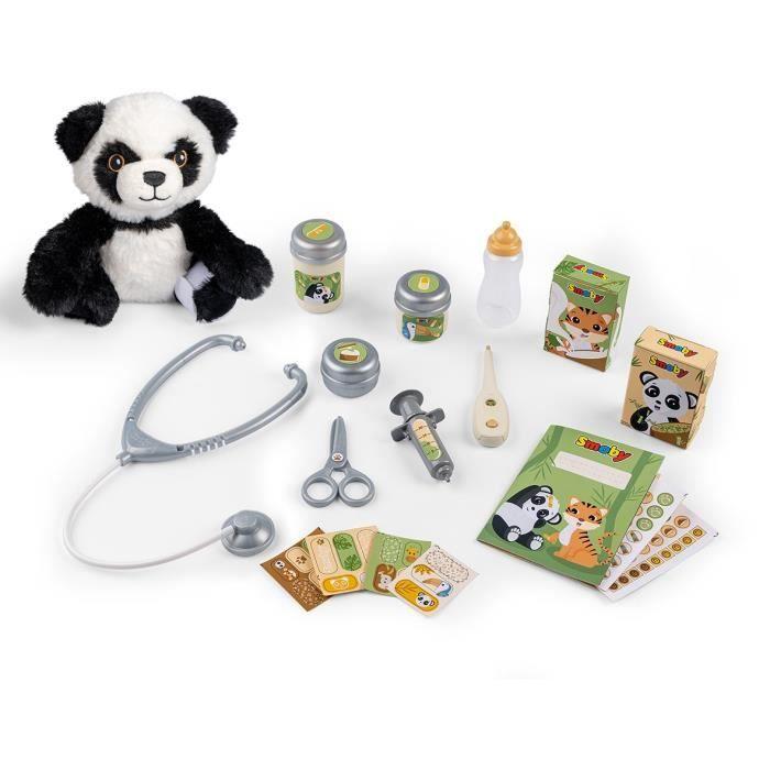Smoby - Centre Vétérinaire Zoo - 1 peluche Panda - Nombreux accessoires et fonctions
