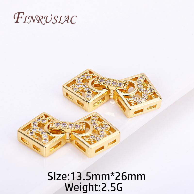 18K Gold Plated Inlaid Zircon Luxury Fastener Connector Clasps,End Beads Fastener Lock Accessories,DIY Jewellery Making Supplies