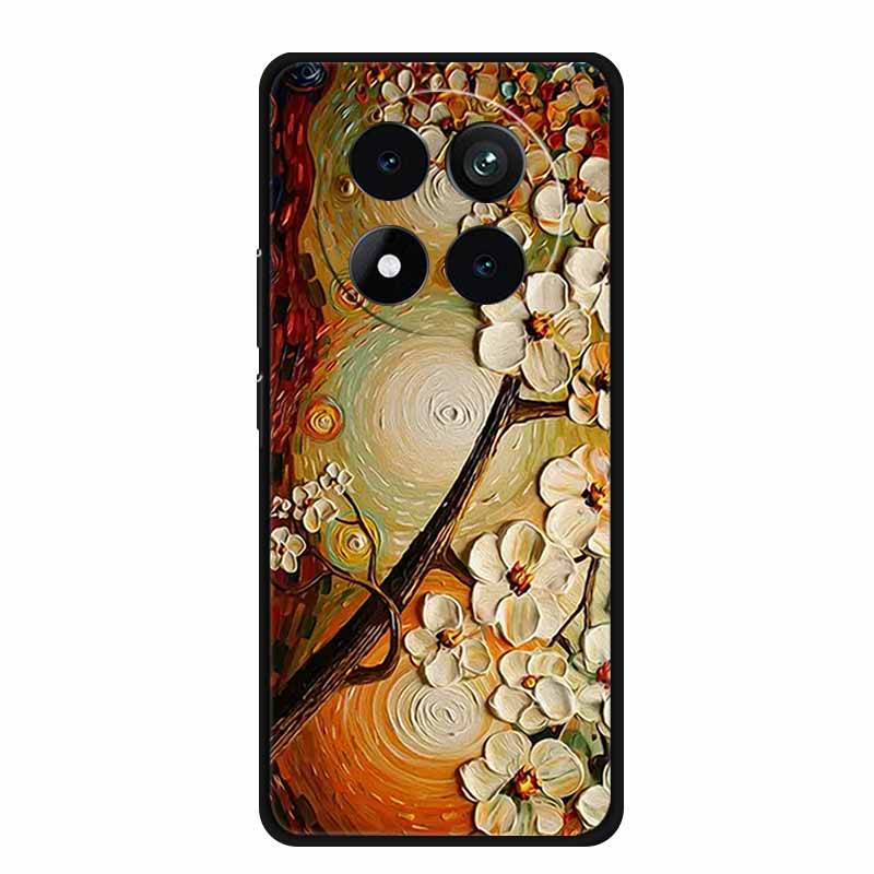 3D Emboss Case For Xiaomi Redmi Note 15 Phone Case Flowers Black Silicone Soft Back Cover Coque For Redmi Note 15 Pro Plus Case