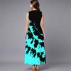 Women Plus Size Sleeveless Crew Neck Dress Bright Ditsy Botanical Flowy Mid Calf Dress