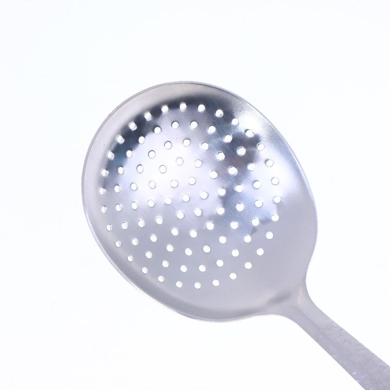 Stainless Steel Short Handle Soup Spoon Leaky Restaurant Shared Vegetable Spoon Household Rice Vermicelli Spoon Flour Spoon