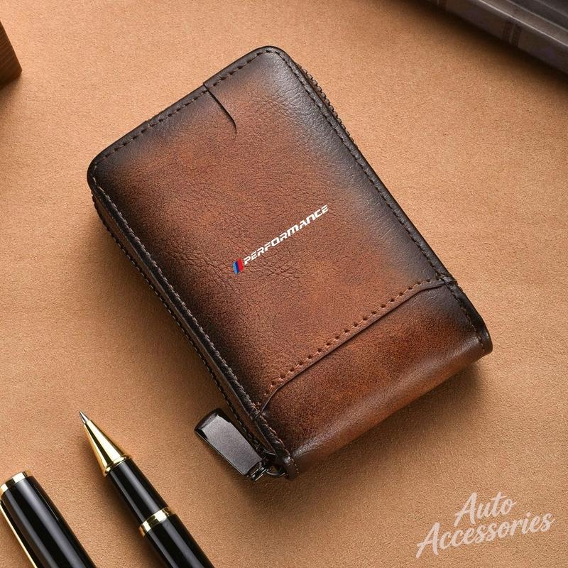 Car Wallet Leather Coin Purse Zipper Styling Auto Accessories For BMW X6 X4 X7 Performance X1 X3 X5 E39 E46 E90 F20 E60 Sticker gjsh77