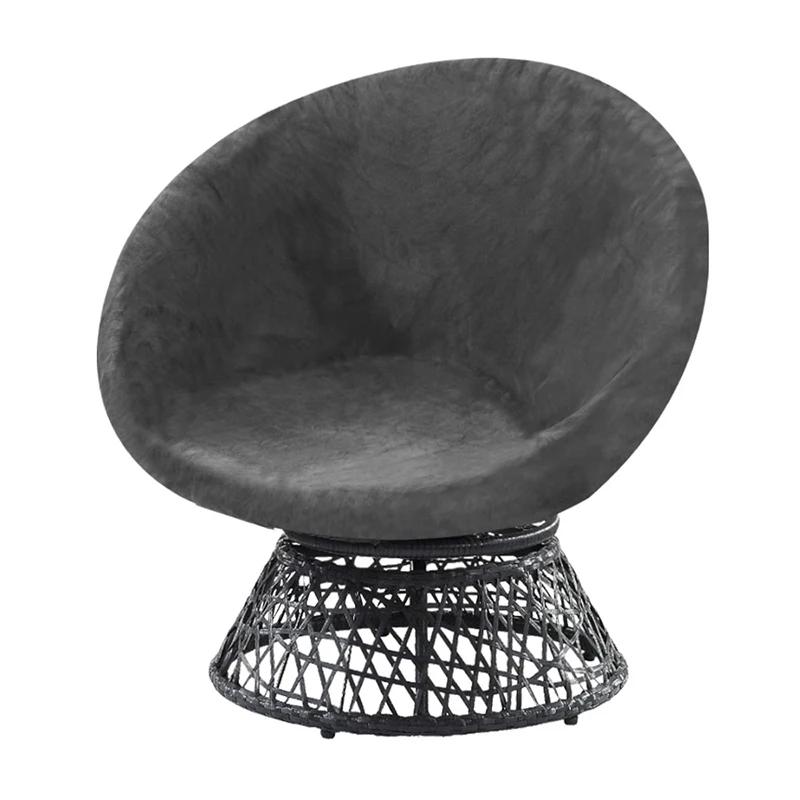 Silver Fox Fabric Round Saucer Moon Chair Cover Washable Solid Color Seat Saucer Slipcovers Stretch Universal Seat Cover
