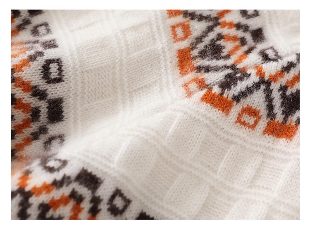 Lekasha Cashmere Striped Half-High Neck Sweater - Loose Fit, Autumn/Winter Collection