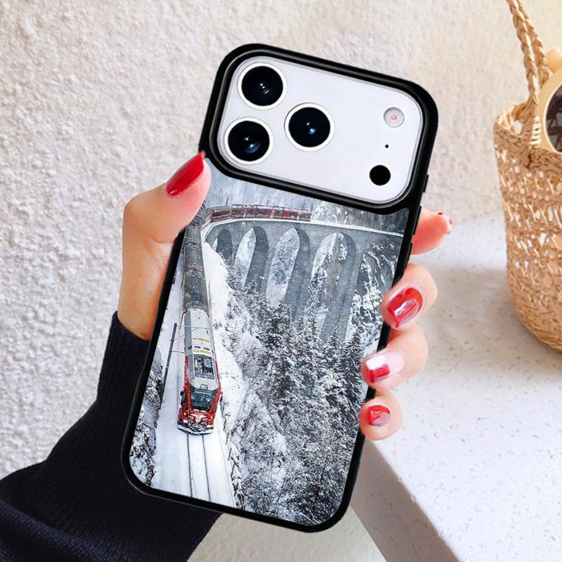 Train Snow Locomotive Railway Phone Case For iPhone 17 Air 16 15 14 13 12 11 Pro Max Plus
