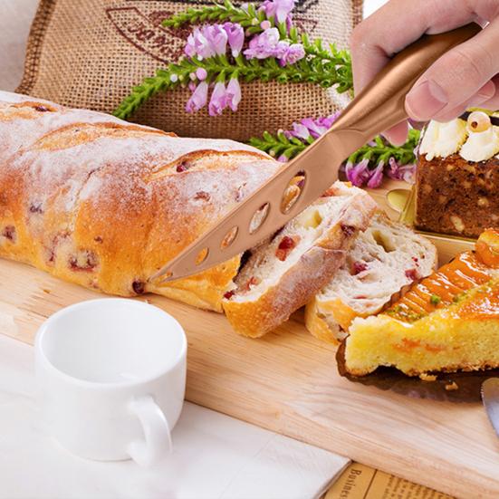 

6 шт., прочный многоцелевой многоразовый уникальный нож для сыра с нескользящим захватом для кухни розового золота