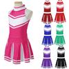 Kids Cheerleading Outfit 2Pcs Girls Dance Cheerleading Stage Performance Costumes Sleeveless Tops with Skirt