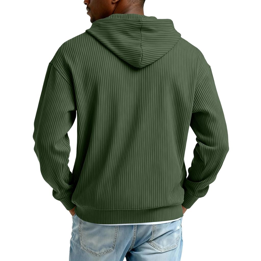 Men's Casual Solid Color Zipper Long Sleeve Hooded Sweatshirt, Everyday Zipper Casual Long Sleeve T-Shirt