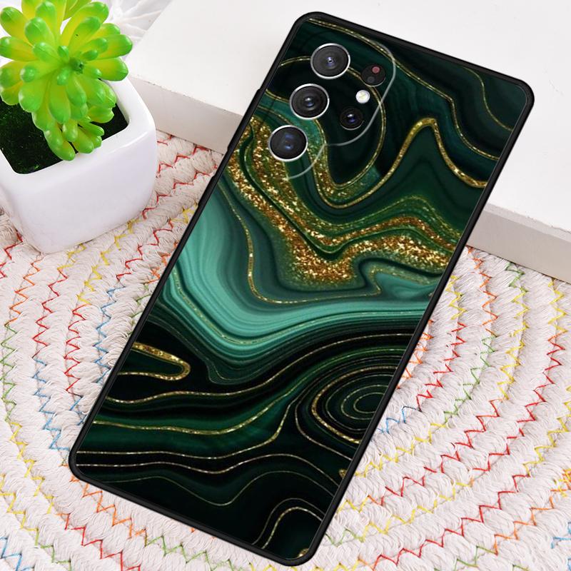 Gold Indigo Faux-Malachit Silikon Handyhülle Für Samsung Galaxy note 10 pro S26 S25 S24 S23 S22 S21 Plus S25Ultra Capa Cover