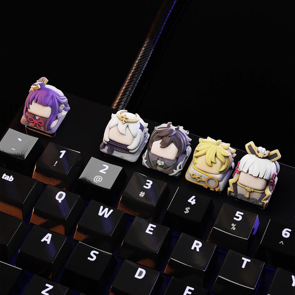 Genshin Impact Artisan Keycap Resin Custom Personalized Keyboard Cap Cute Anime KeyCap for Mechanical Keyboard Accessories Gifts