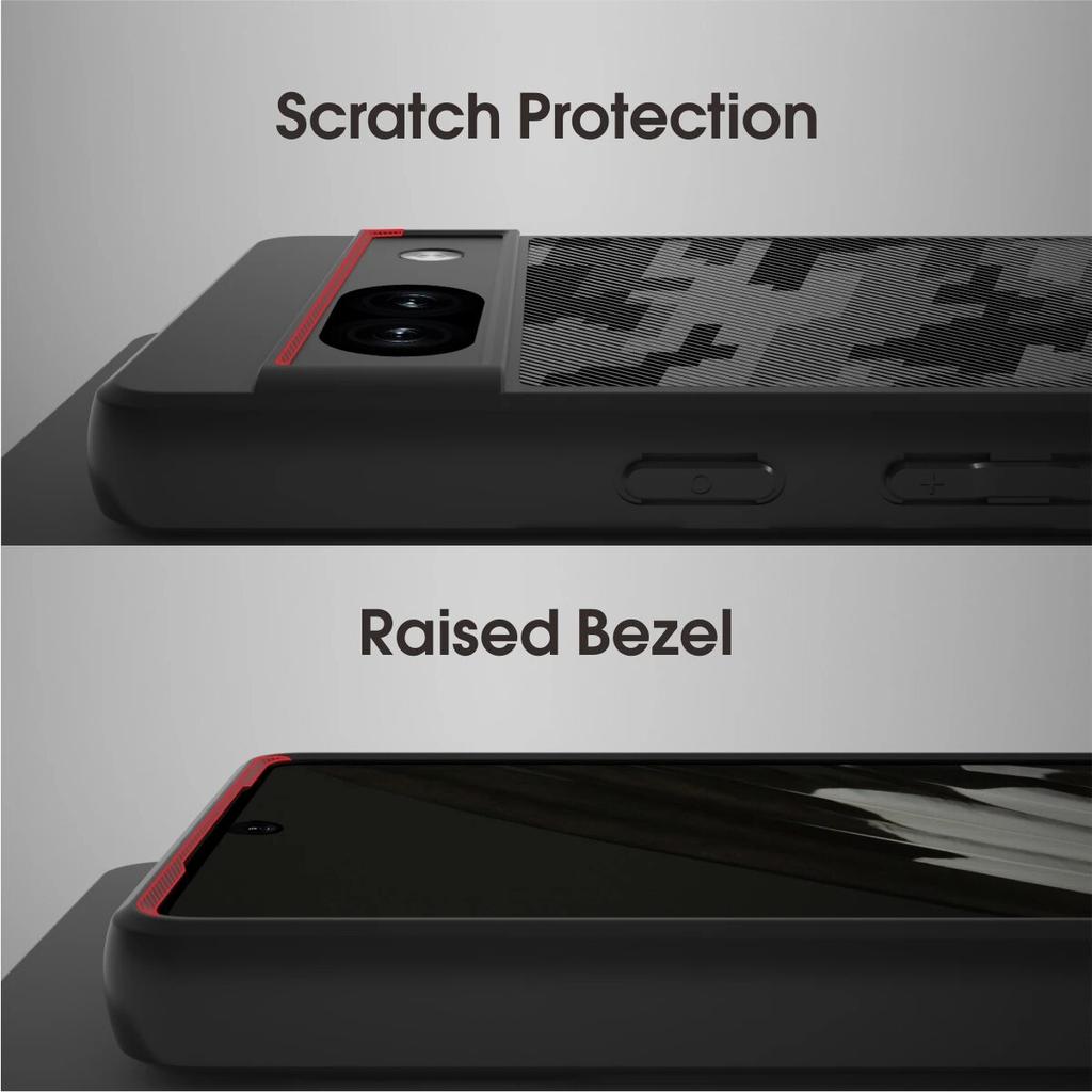 (Comes with wrist strap)for Google Pixel 7a Case ,Camouflage PC Hard Back Soft edges Airbag Shockproof Transparent business Back Cover Phone Case