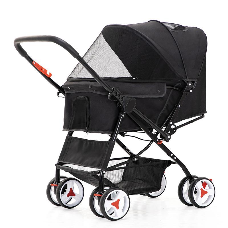 Foldable Pet Stroller for Dogs and Cats with One-Touch Folding Quick Setup and Dual-Direction Function