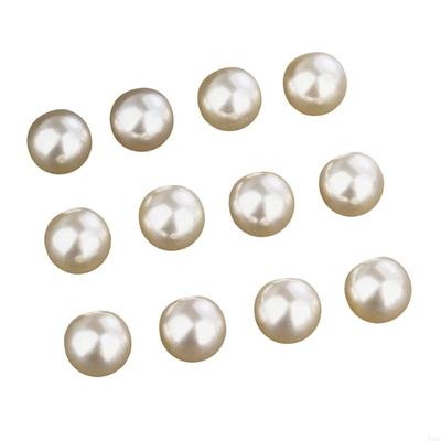 12Pieces Sturdy Plastic Fake Pearls Round Button for Clothing Accessories and Home Decoration