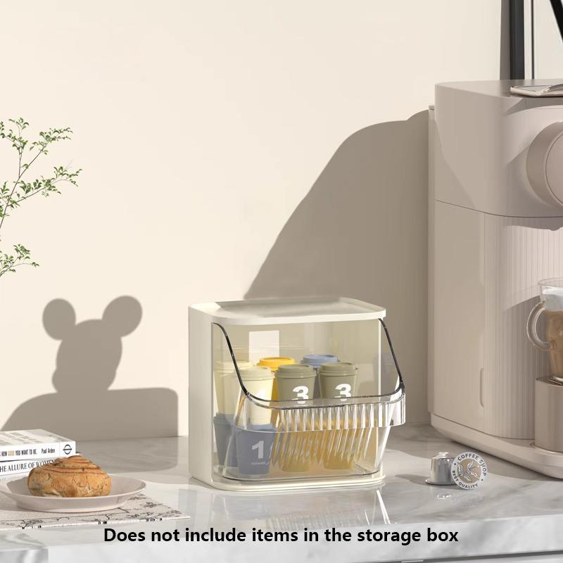 Coffee Station Organizer Tea Bag Container Desktop Organizer Stackable Storage Box With Removable Compartment For Tea Bags