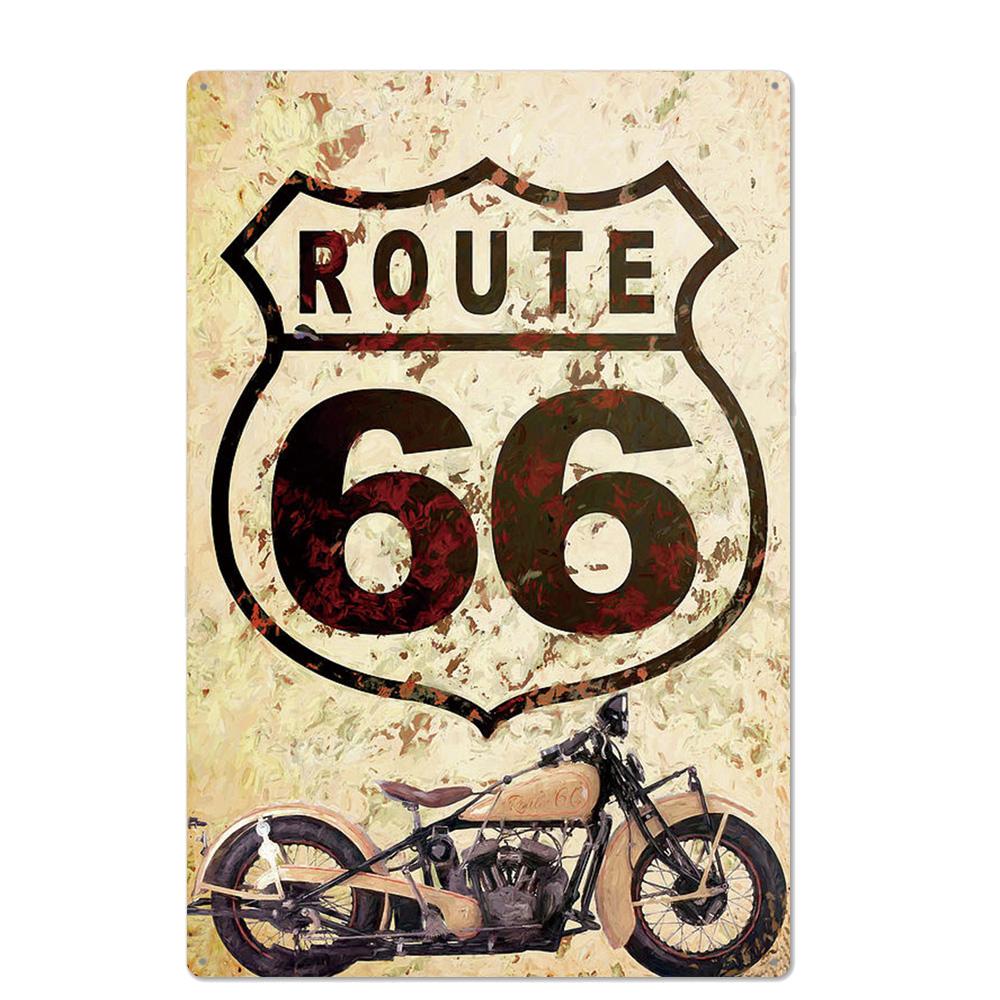 Vintage USA Route 66 Sign Metal Tin Plate Bar Pub Club Man Cave Wall Decoration Plaque Retro Poster Home Decor 30X20CM