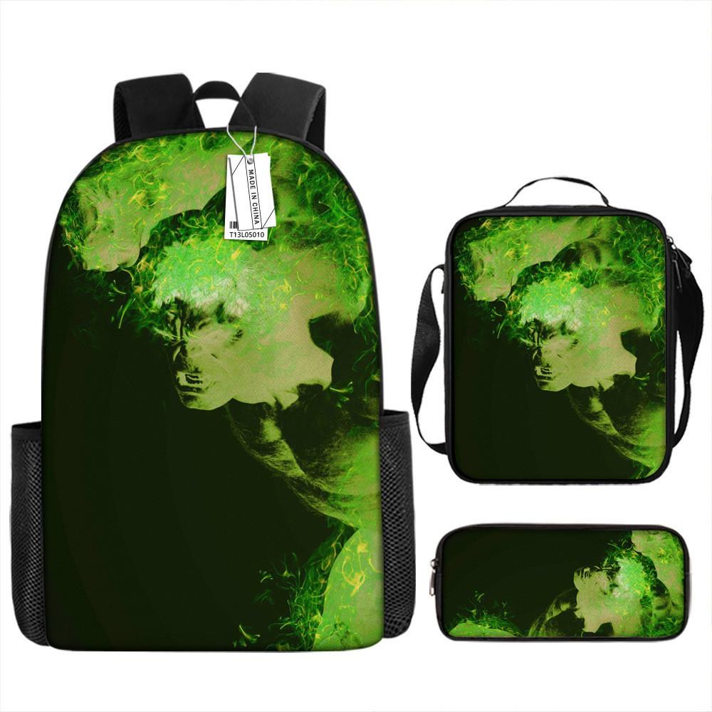 Children Backpack Three Piece Set With The Avengers Hulk Print Design For School Use