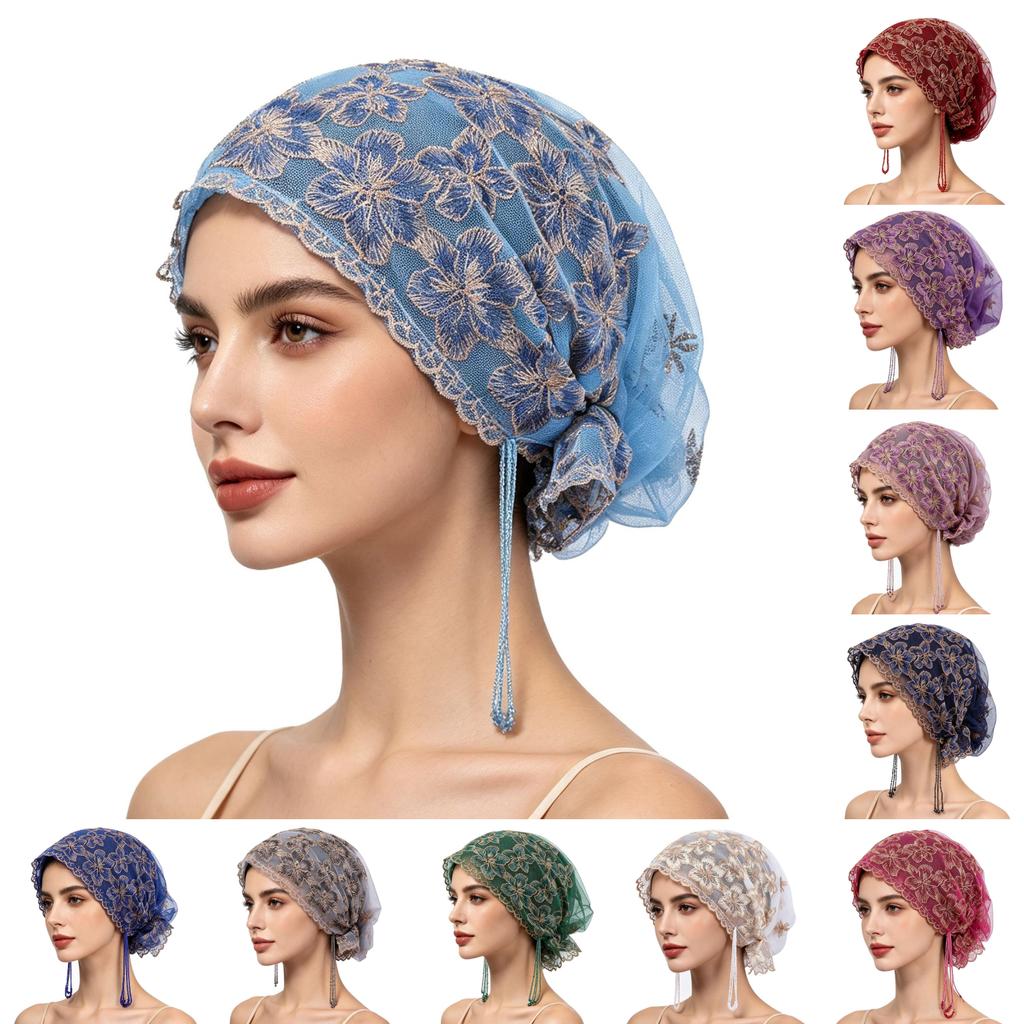 Polyester Flower Embroidered Sun Hat With Flowy Tassels For Summer Fashion Accessory