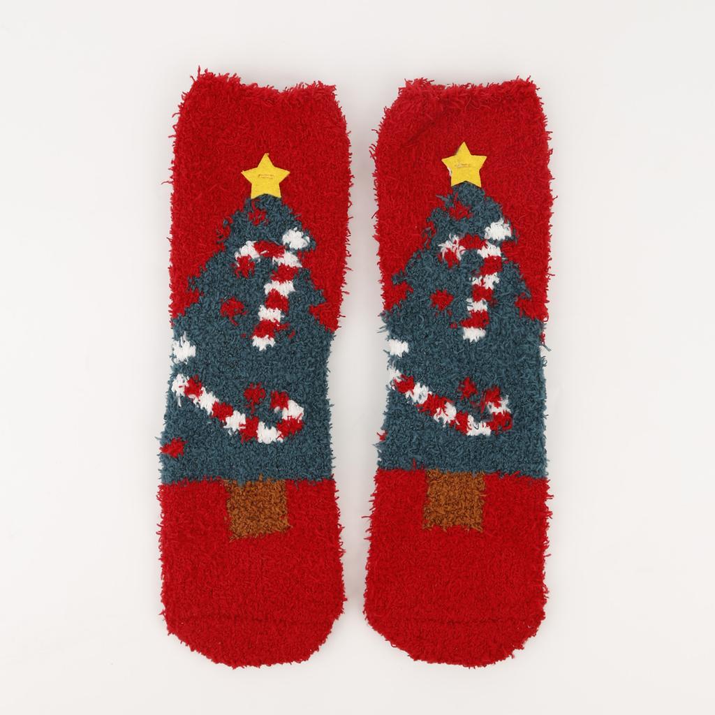 Ladies' Christmas Socks Christmas Tree Socks Thickened Warm Coral Velvet Sleep Socks Cartoon Elk Snowman