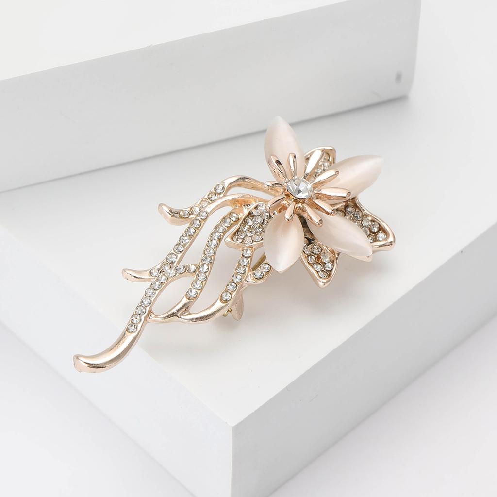 Fashion Temperament Rhinestone Opal Flower Brooch High-End Light Luxury Women'S Suit Coat Corsage Jewelry Pin