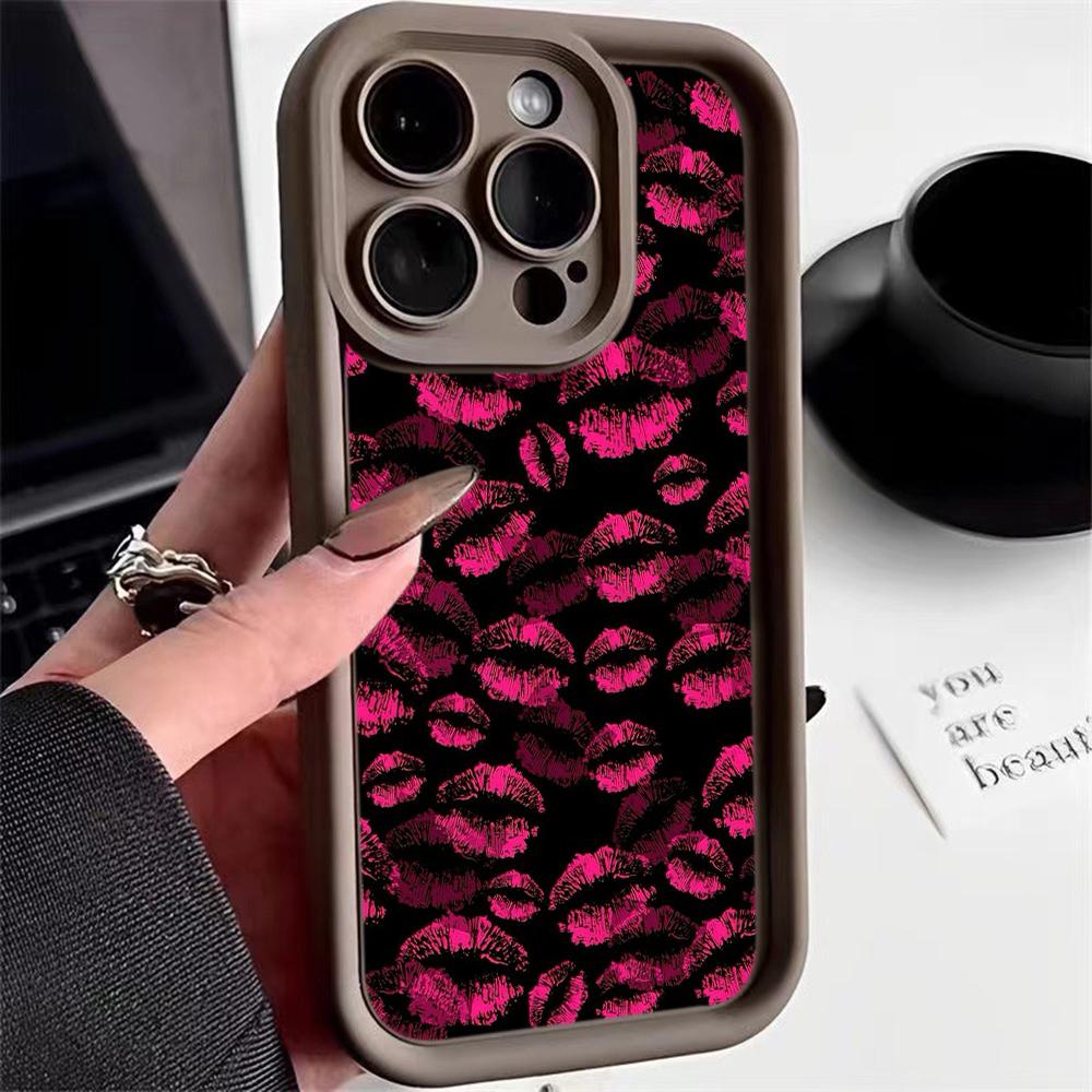 LZ22 Lips Kiss Digital Design Silicone Phone Case for iPhone 11 13 14 15 16 Pro Max 7 8 16 Plus 12 Mini XS Max XR Shockproof Back Cover