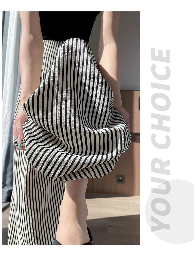Women's High-Waisted Striped Casual Pants: Summer 2025 Wide-Leg Cover-Up