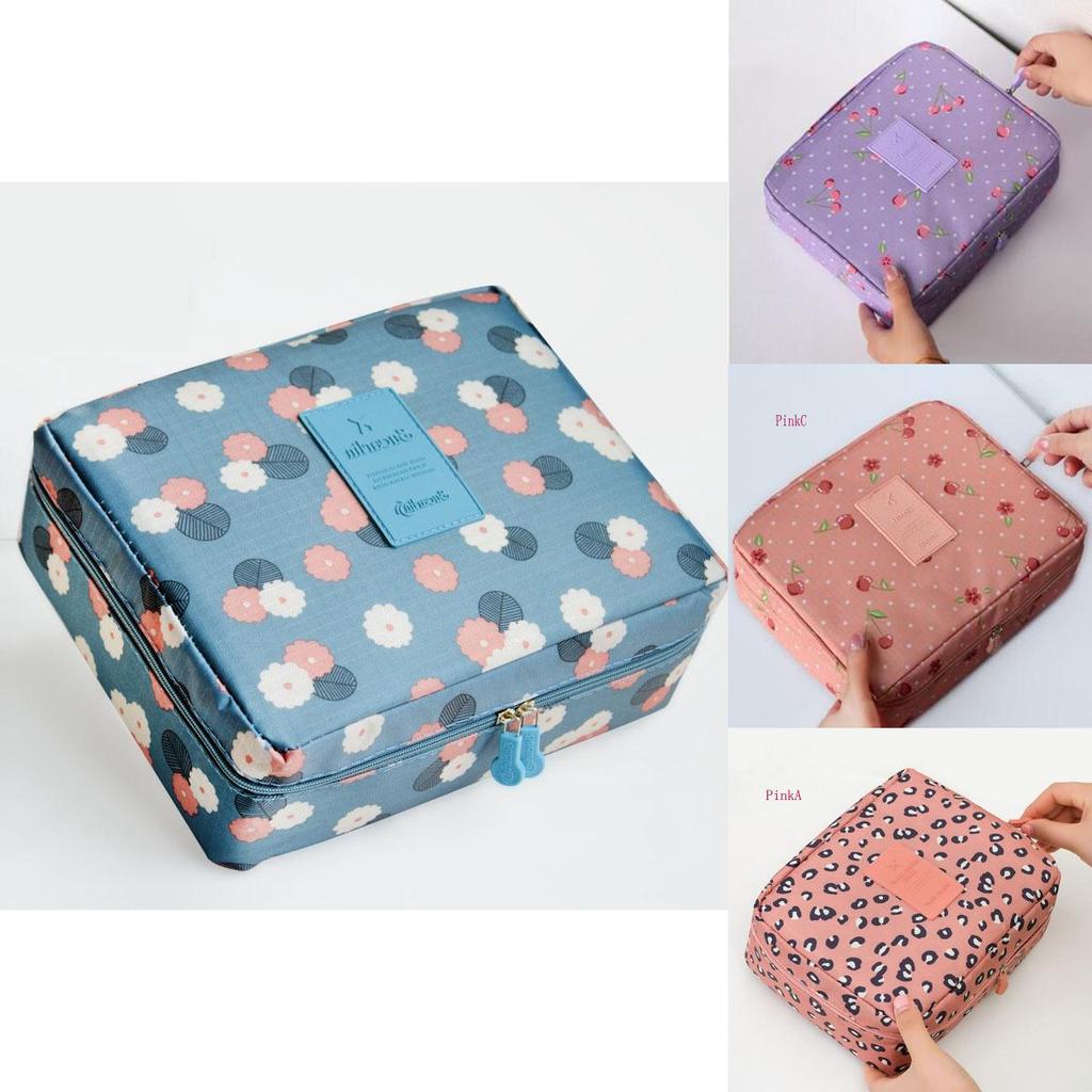 Chic Floral Nylon Zipper Women Makeup Bag And Stylish Cosmetic Case Organizer