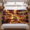 Music Guitar Theme Soft Blanket Personalized Custom Name Text Print Warm Blanket Home Sofa Bedroom Decor