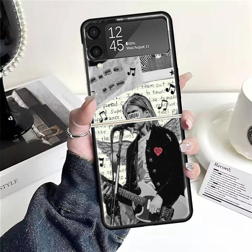 Retro Singer Kurt Cobain Cases For Samsung Galaxy Z Flip 4 5 6 7 3 Z Flip7 Flip6 Flip4 Flip5 Flip3 5G Hard Shockproof Fundas Cov