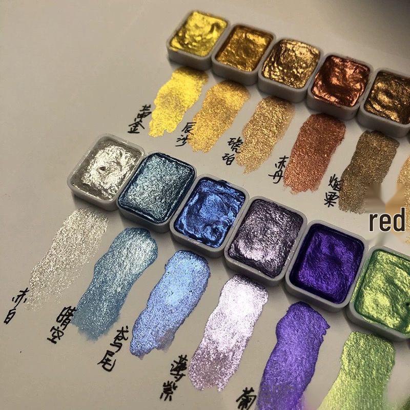 Pearlescent Gold & Silver Watercolor Paint for Nail Art & Chinese Painting