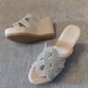 Zapatos Casuales de Verano 2026 Boca de Pez Suela Gruesa Pendiente Con Chanclas Femeninas Retro Pedrería Calado Para Usar Afuera Sandalias Chanclas Talla Grande