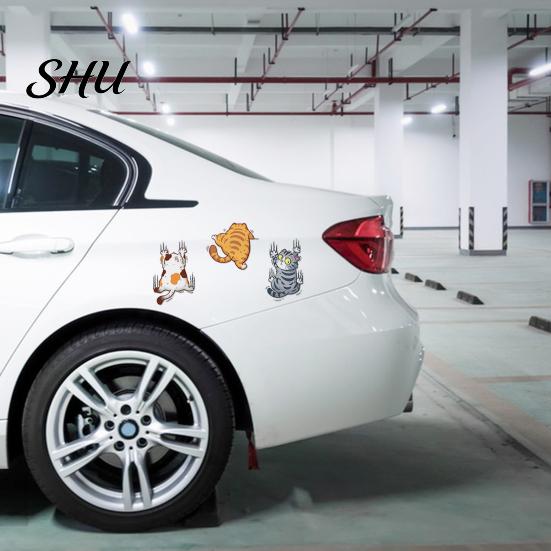 Auto Window Sticker 3Pcs/Set Cat Scratch Car Funny Weather-resistant Self-adhesive SUV Vehicle Cartoon Body Decoration Kitten Animal Trim Decal