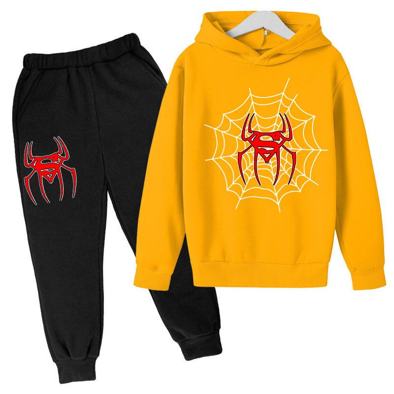 Autumn Winter Spider Printed Hoodies Sweatpants Set Fashionable Casual Warm Sports Long Sleeved Pants Men's Sport Wear