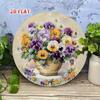 Vintage Round Daisy Metal Wall Art, Rustic Iron Sign for Living Room Cafe Home Decor