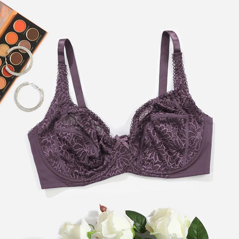 

Plus Size Lace Bra: Sexy, Sheer, and Comfortable European Style 42/95E темно-фіолетовий колір