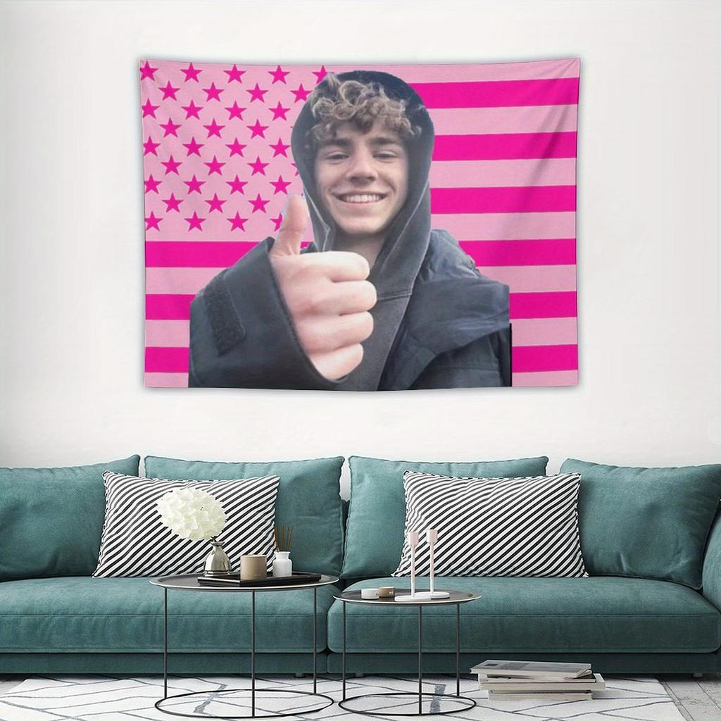 2D Flachdruck Gehhilfe Berühmtheit Amerikanische Flagge Wandteppich Rosa Scobell Polyester Wandbanner Schlafzimmer Dekoration